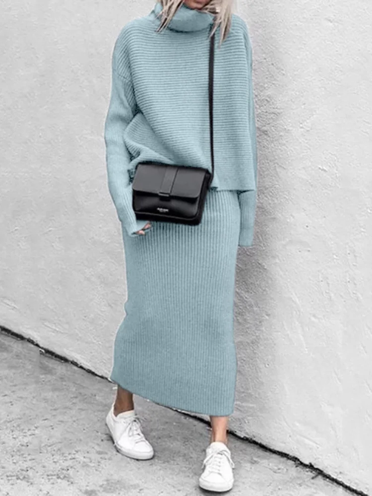 Autumn New Women's Suit Skirt Casual Commuter Turtleneck Long-sleeved Pullover Knitted Two-piece Two Piece Sets Womens Outifits
Autumn New Women's Suit Skirt Casual Commuter Turtleneck Long-sleeved Pullover Knitted Two-piece Two Piece Sets Womens Outifits