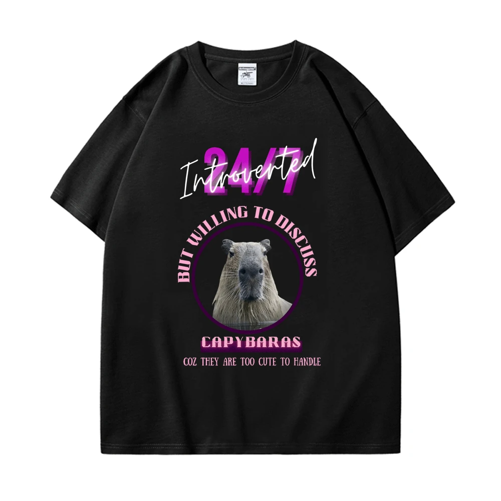 Introverted But Willing To Discuss Capybaras Print T Shirt Kawaii T-shirt Vintage Harajuku Black Crew Neck Short Sleeves Tees
Introverted But Willing To Discuss Capybaras Print T Shirt Kawaii T-shirt Vintage Harajuku Black Crew Neck Short Sleeves Tees