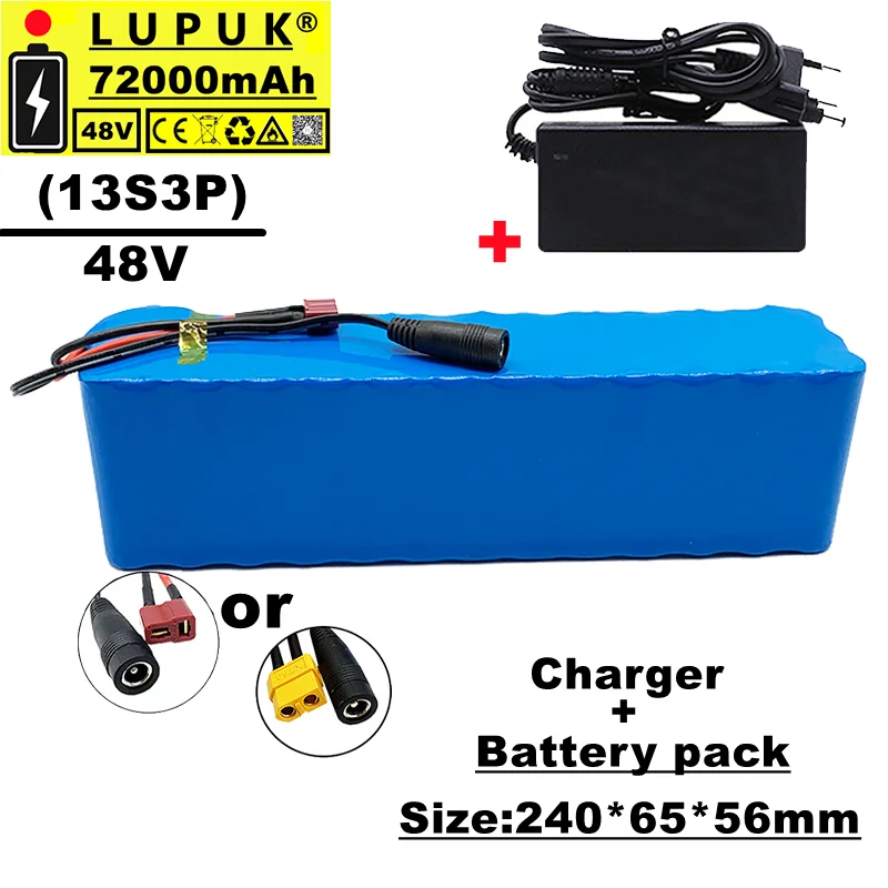 48V lithium ion battery pack, 13s3p, 72000 MAH, 1000W, t plug or XT60 plug connection port, for bicycle, built-in bms+ charger
48V lithium ion battery pack, 13s3p, 72000 MAH, 1000W, t plug or XT60 plug connection port, for bicycle, built-in bms+ charger