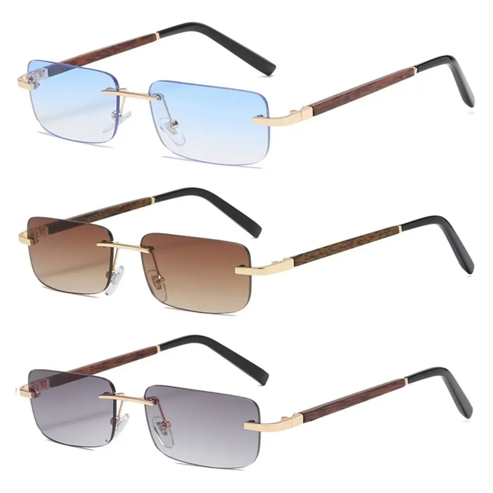 Rimless Wood Grain Leg Sunglasses Retro Gradient Lens UV400 Protection Literary Sun Glasses Shades for Women
Rimless Wood Grain Leg Sunglasses Retro Gradient Lens UV400 Protection Literary Sun Glasses Shades for Women