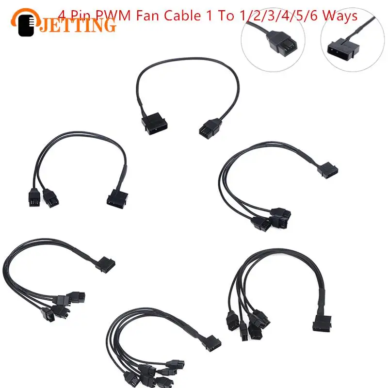 

4-контактный кабель-разветвитель для вентилятора ШИМ от 1 до 1/2/3/4/5/6, Удлинительный кабель с черной втулкой, соединитель, удлинительные кабели ШИМ
