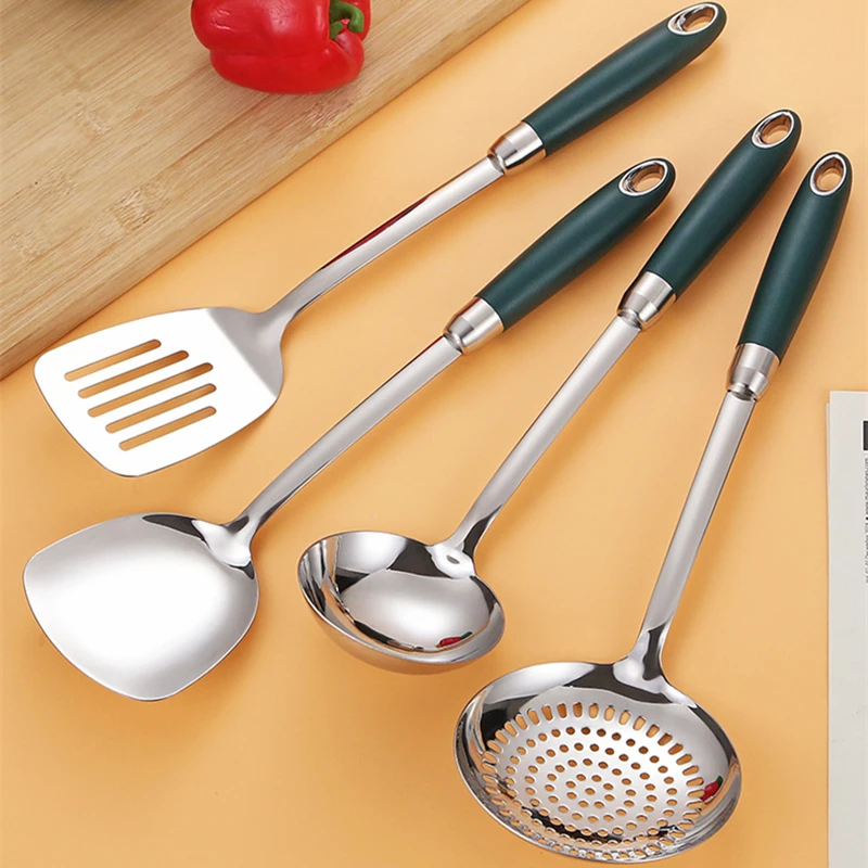 304 Stainless Steel Frying Shovel Long-handled Spoon Colander Household Heat-resistant Kitchen Utensils Cooking Tools 
304 Stainless Steel Frying Shovel Long-handled Spoon Colander Household Heat-resistant Kitchen Utensils Cooking Tools