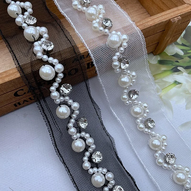 5.8Yards/Piece Pearl And Crystal Trim Lace Fabric 4CM Wide Hand Stitched Beaded Trimming For Sewing DIY Clothing Crafts Decor
5.8Yards/Piece Pearl And Crystal Trim Lace Fabric 4CM Wide Hand Stitched Beaded Trimming For Sewing DIY Clothing Crafts Decor