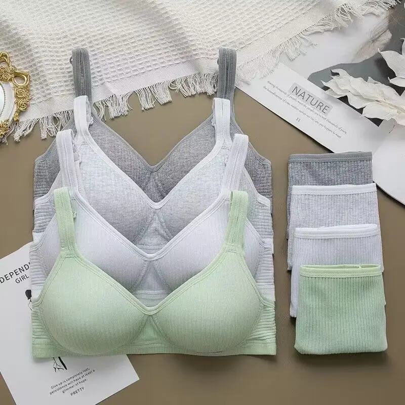 Нижнее белье из чистого хлопка для девочек, комплект с бюстгальтером для студентов, развивающий тонкий бюстгальтер без стальных колец, удобное 
Нижнее белье из чистого хлопка для девочек, комплект с бюстгальтером для студентов, развивающий тонкий бюстгальтер без стальных колец, удобное
