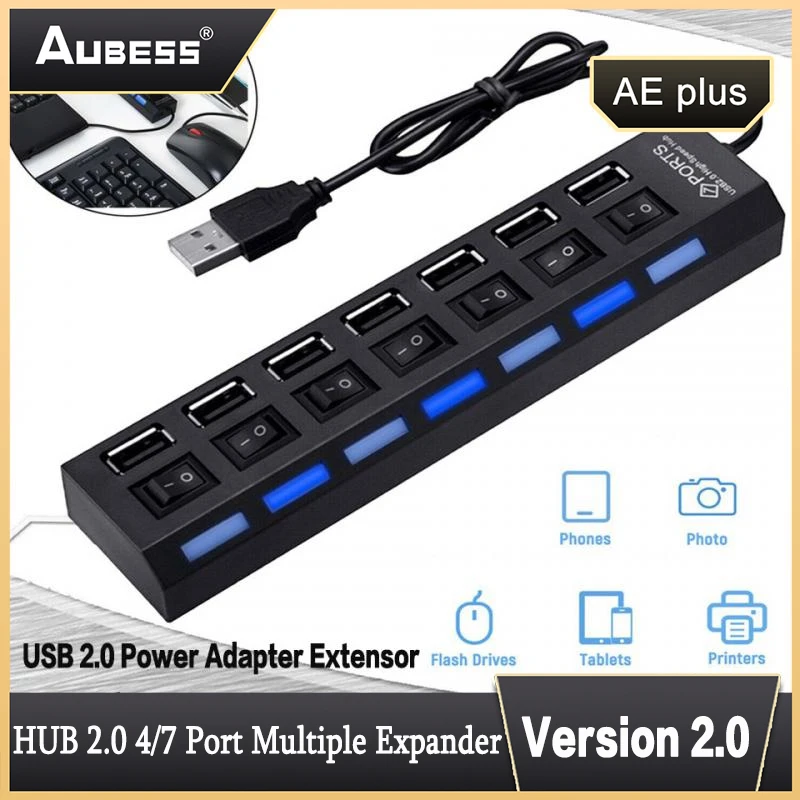 USB HUB 2.0 4/7 Port Multiple Expander USB 2.0 Power Adapter Extensor Hab Power Adapter For Laptop Computer Accessories Switch
USB HUB 2.0 4/7 Port Multiple Expander USB 2.0 Power Adapter Extensor Hab Power Adapter For Laptop Computer Accessories Switch