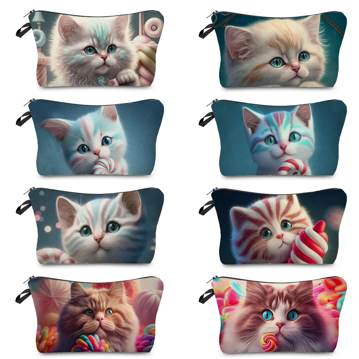 Beach Travel Women Custom Pattern Cosmetic Bags Pencil Case Portable Cute Animal Printed Colorful Candy Cat Makeup Bag Organizer
Beach Travel Women Custom Pattern Cosmetic Bags Pencil Case Portable Cute Animal Printed Colorful Candy Cat Makeup Bag Organizer