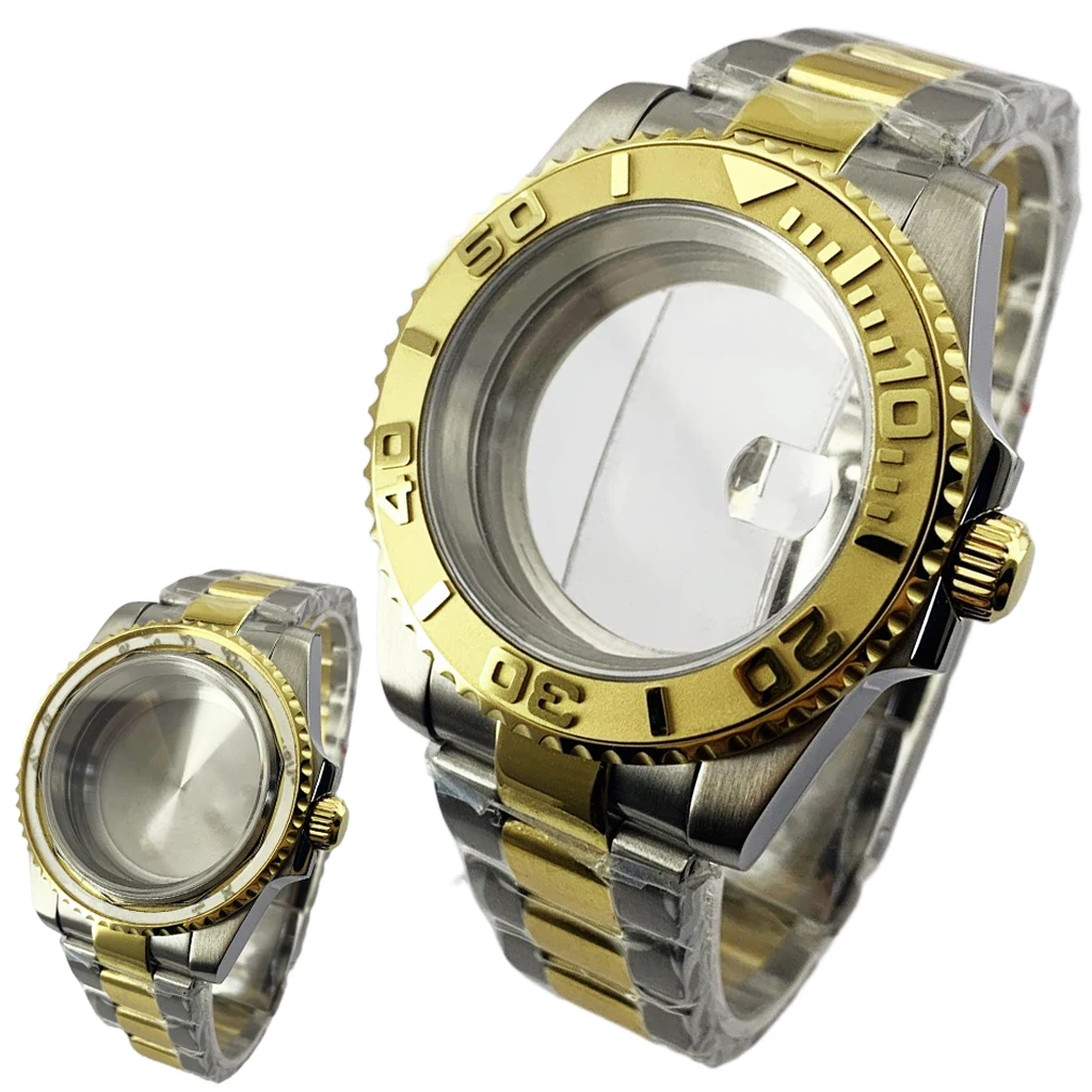 

New 40mm Silver Gold Watch Case Sapphire Glass Fit NH34 NH35 NH36 ETA 2836 MIYOTA 8215 MINGZHU 2813 3804 ETA2824 PT5000 Movemen