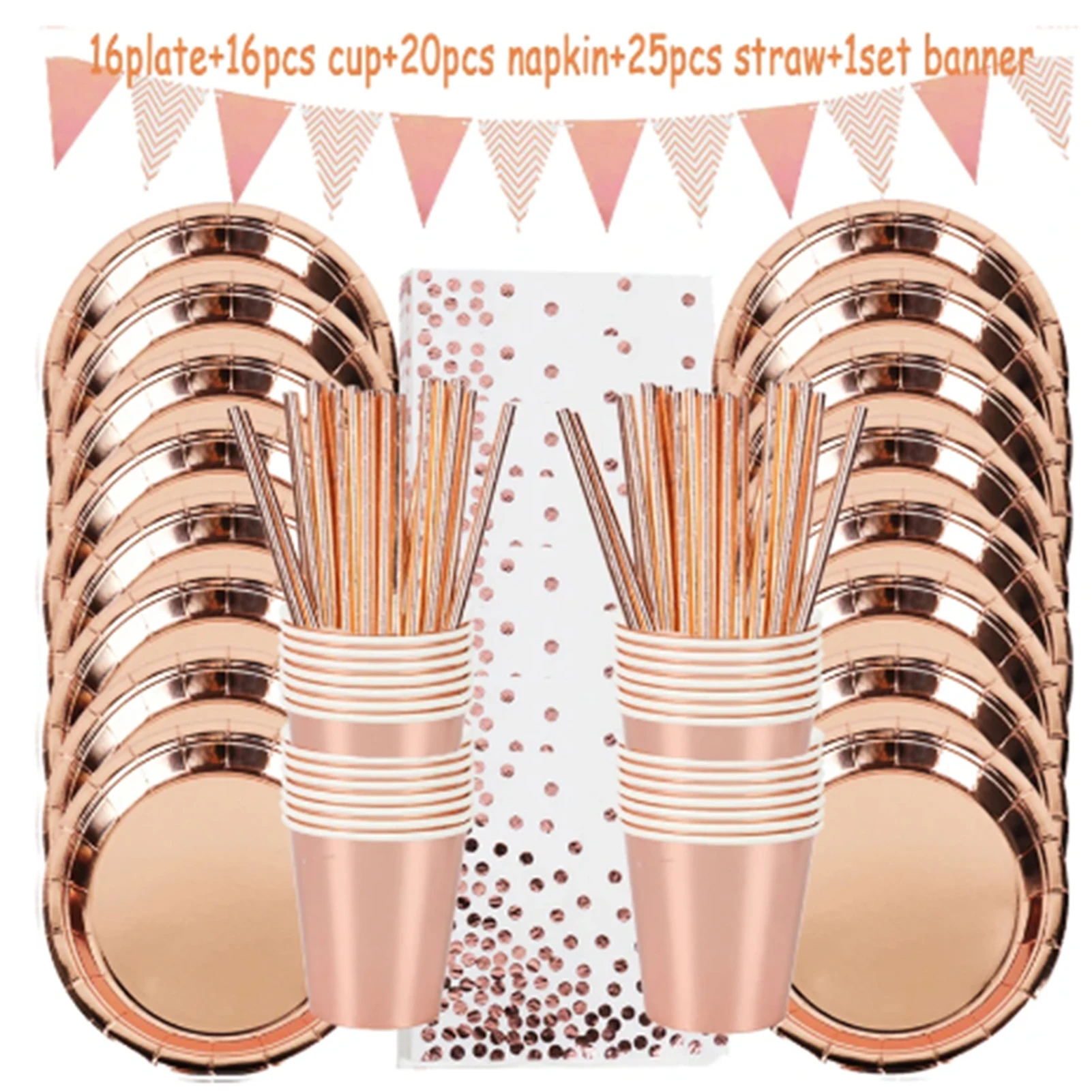 Hot-selling bronzing dots disposable tableware birthday party holiday wedding party layout supplies combination package pjop
Hot-selling bronzing dots disposable tableware birthday party holiday wedding party layout supplies combination package pjop