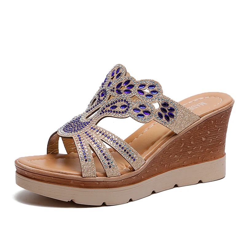 Wedge Platform Sandals for Women Lady Chunky High Heel Pumps Round Open Toe Slip on Rhinestone Sandal Party Dress Wedding Shoes
Wedge Platform Sandals for Women Lady Chunky High Heel Pumps Round Open Toe Slip on Rhinestone Sandal Party Dress Wedding Shoes