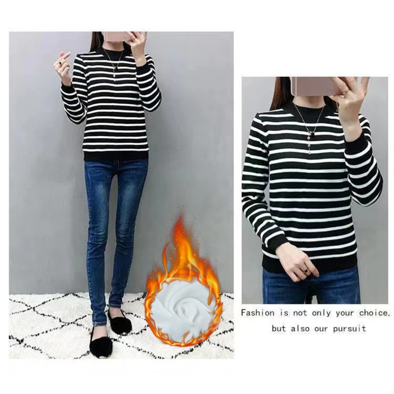 Plus Velvet Half High Collar Stripe Patchwork Pullover Sweaters Women Autumn Winter Thick Warm Loose Streetwear Knitted Sweaters
Plus Velvet Half High Collar Stripe Patchwork Pullover Sweaters Women Autumn Winter Thick Warm Loose Streetwear Knitted Sweaters