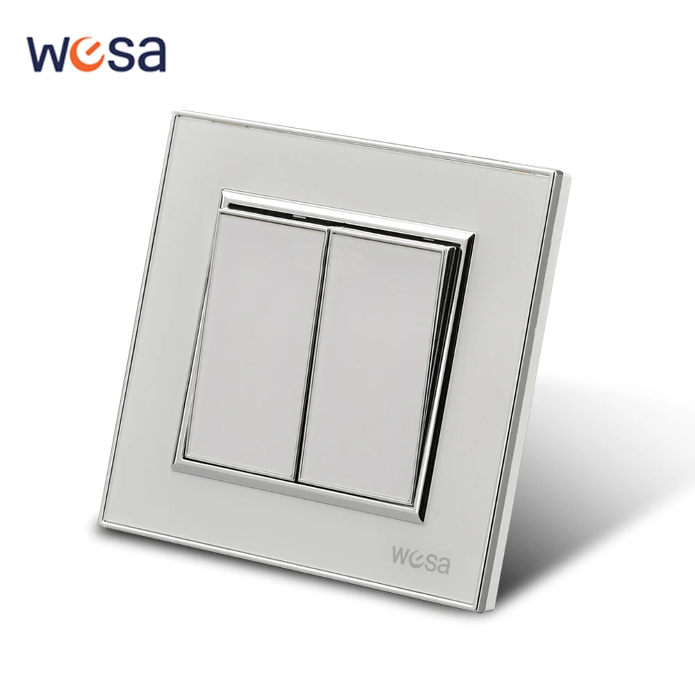 

Белый зеркальный акриловый настенный выключатель WESA, огнезащитная панель, 2 клавиши, 1 канал, настенный переключатель вкл/выкл, 16 А перем. Тока, 250 В, 86 мм * 86 мм, новинка