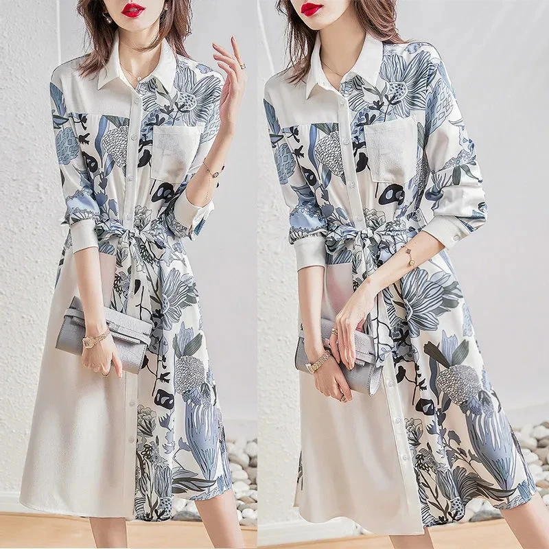 Dress Womens 2022 Spring Autumn New Elegant Fashion Temperament Slim Dress Female Waist Long Sleeves Large Size Printed Dresses
Dress Womens 2022 Spring Autumn New Elegant Fashion Temperament Slim Dress Female Waist Long Sleeves Large Size Printed Dresses
