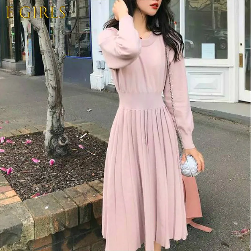 E GIRLS Vintage French Sweater Dress Women Elegant Slim Lantern Sleeve Draped Knitted Dress Female One Piece Dress Korean Autumn
E GIRLS Vintage French Sweater Dress Women Elegant Slim Lantern Sleeve Draped Knitted Dress Female One Piece Dress Korean Autumn