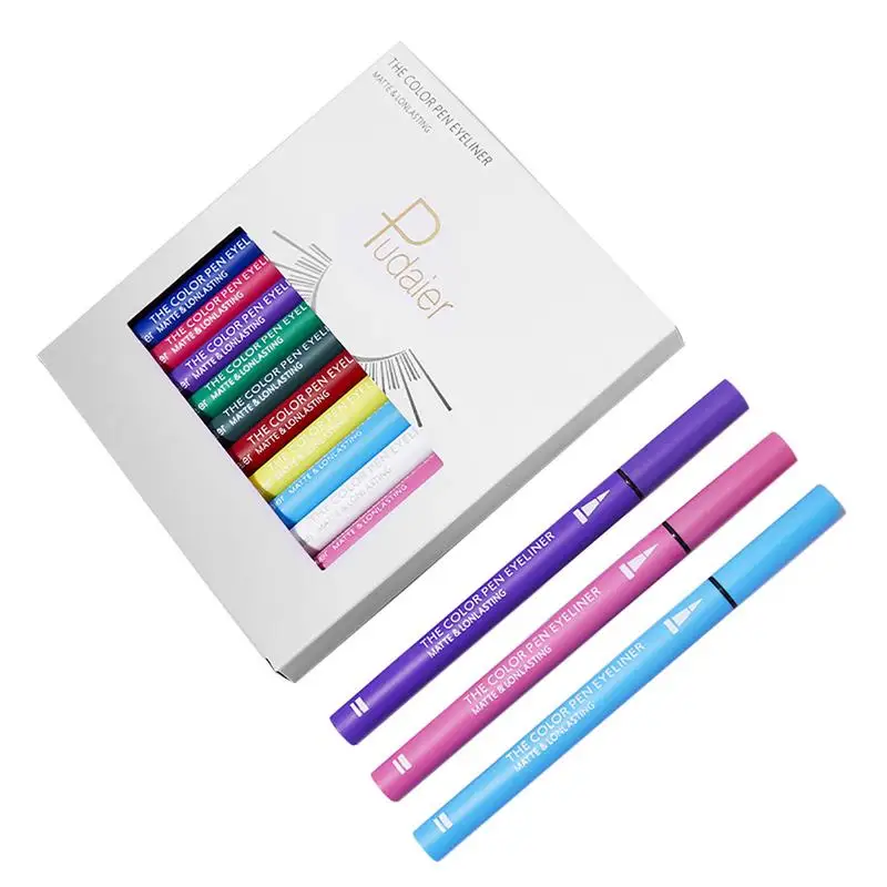 Цветная жидкая подводка для глаз, 12 шт., Матовая жидкая подводка для глаз, высокопигментированная, стойкая, водостойкая и не размазывающаяся, ультратонкий наконечник 
Цветная жидкая подводка для глаз, 12 шт., Матовая жидкая подводка для глаз, высокопигментированная, стойкая, водостойкая и не размазывающаяся, ультратонкий наконечник