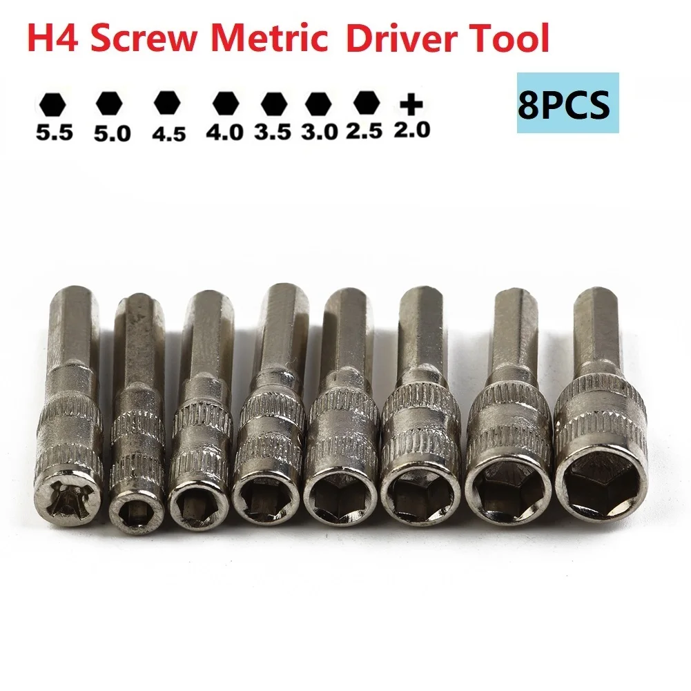 8pcs H4 Screw Metric Driver Tool Drill Bit PH2.0/M2.5-5.5mm Hex Shank Hex Nut Socket Hexagonal Shank Hex Nut Socket Hand Tools
8pcs H4 Screw Metric Driver Tool Drill Bit PH2.0/M2.5-5.5mm Hex Shank Hex Nut Socket Hexagonal Shank Hex Nut Socket Hand Tools