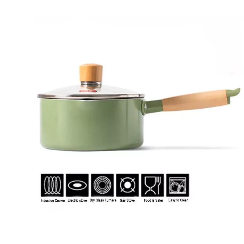 Nonstick Sauce Pan Small Pot with Lid and Solid Wood Handle for Baby Food Supplement Pot Instant Noodles Milk Pot 
Nonstick Sauce Pan Small Pot with Lid and Solid Wood Handle for Baby Food Supplement Pot Instant Noodles Milk Pot