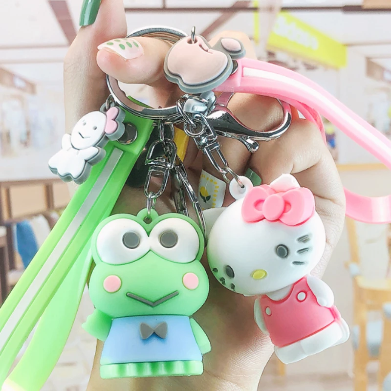 

Anime Sanrio Mymelody Hello Kitty Cinnamoroll Pompom Purin Kuromi Cartoon Pendant Key Buckle Figures Toy Model Kids Gifts