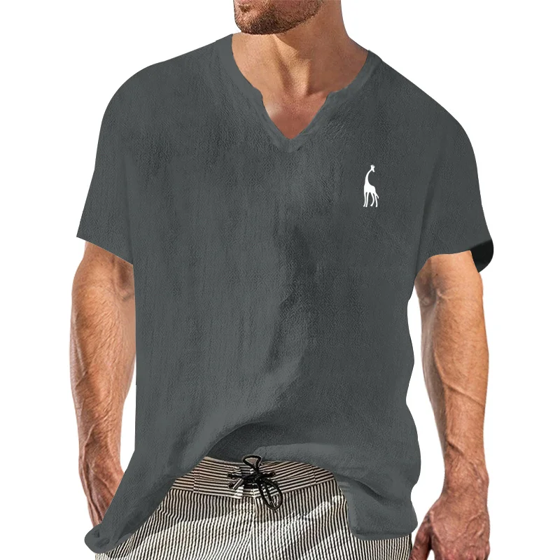 Summer Men's Flax T-shirt Streetshirt T-shirt For Men Fashion Short Sleeves V-neck Oversized Male Clothing
Summer Men's Flax T-shirt Streetshirt T-shirt For Men Fashion Short Sleeves V-neck Oversized Male Clothing