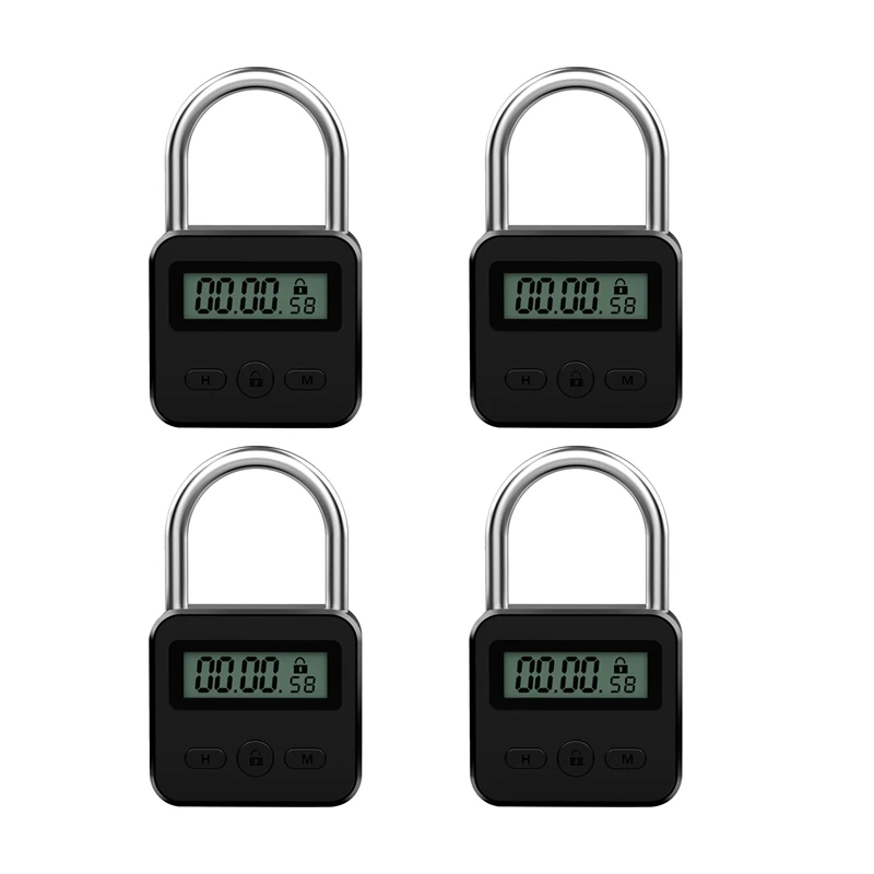 4X Metal Timer Lock LCD Display Multi-Function Electronic Time 99 Hours Max Timing USB Rechargeable Timer Padlock,Black
4X Metal Timer Lock LCD Display Multi-Function Electronic Time 99 Hours Max Timing USB Rechargeable Timer Padlock,Black