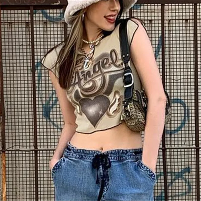 Y2K Aesthetic Retro Short Sleeve T-shirt Vintage Angel Letter Print Crop Top Harajuku Grunge Streetwear Chic Women Tees Pullover
Y2K Aesthetic Retro Short Sleeve T-shirt Vintage Angel Letter Print Crop Top Harajuku Grunge Streetwear Chic Women Tees Pullover