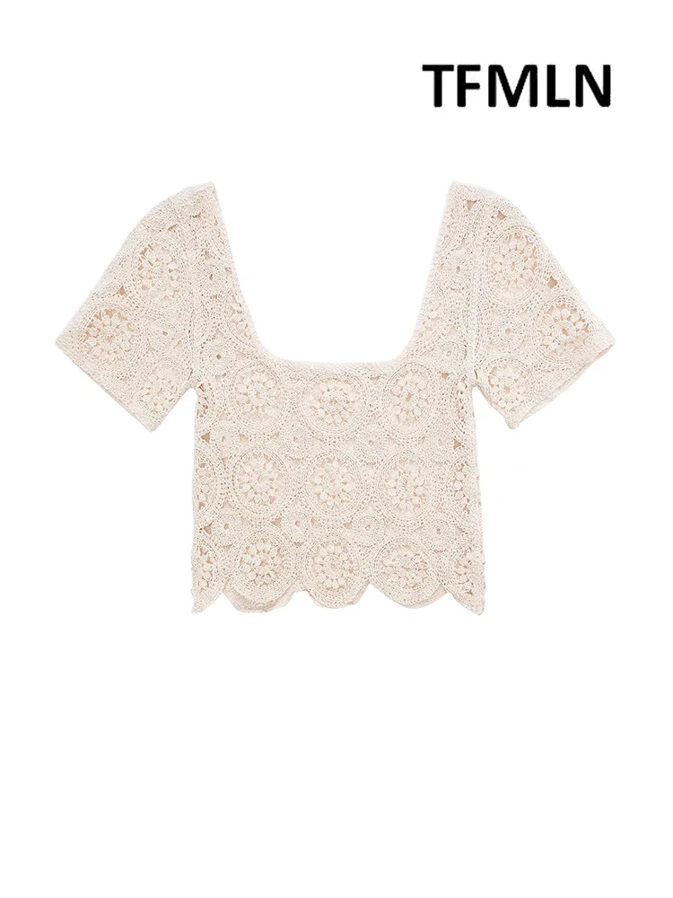 TFMLN Women Knitted Sweater 2022 Summer Square Collar Short Sleeve Sweater Solid Hollow Out Casual Vintage Short Wear
TFMLN Women Knitted Sweater 2022 Summer Square Collar Short Sleeve Sweater Solid Hollow Out Casual Vintage Short Wear