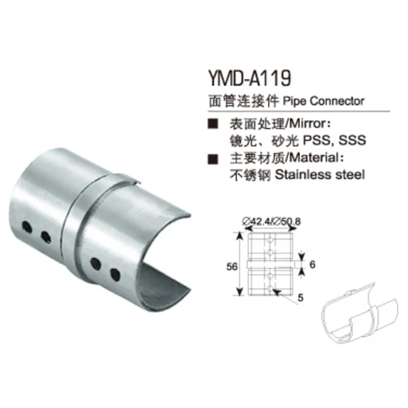 304 Stainless Steel Stair Handrail Universal Joint Pull Round Pipe Sealing Cover Handrail Connecting Accessories
304 Stainless Steel Stair Handrail Universal Joint Pull Round Pipe Sealing Cover Handrail Connecting Accessories