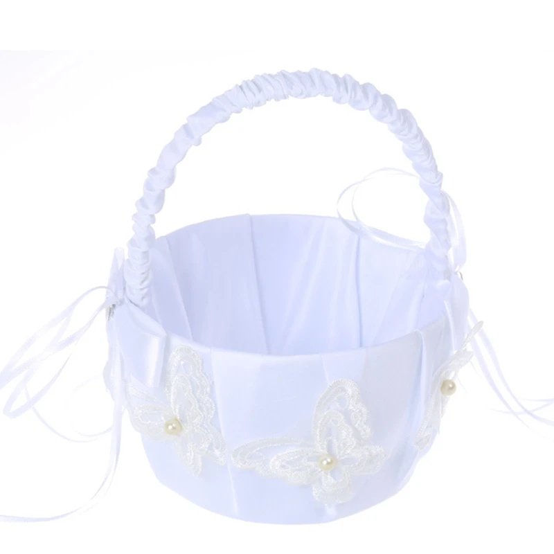 Flower Basket for Wedding Ceremony Lace Butterflies Bows Decor White Satin Candy Gift Bag for Banquet Party Decorations
Flower Basket for Wedding Ceremony Lace Butterflies Bows Decor White Satin Candy Gift Bag for Banquet Party Decorations