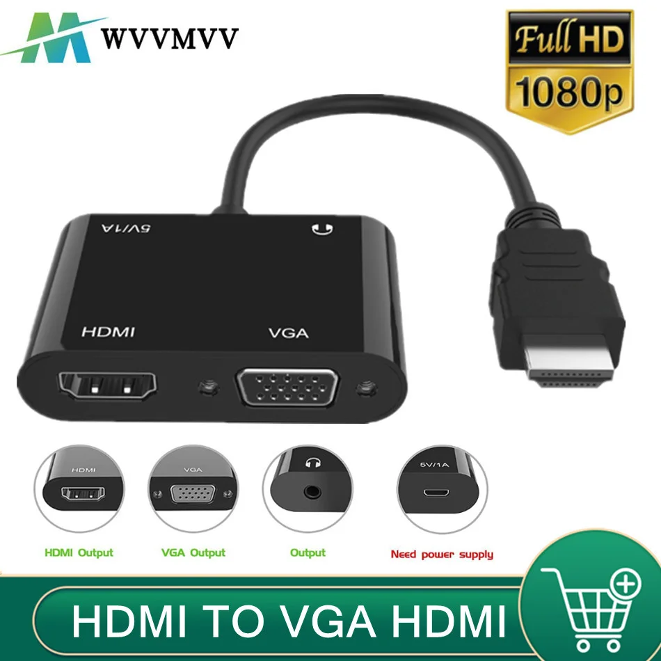 HD HDMI to VGA HDMI , 1080P HDMI to VGA HDMI Adapter Splitter for Computer, Desktop, Laptop, PC, Monitor, Projector, HDTV
HD HDMI to VGA HDMI , 1080P HDMI to VGA HDMI Adapter Splitter for Computer, Desktop, Laptop, PC, Monitor, Projector, HDTV