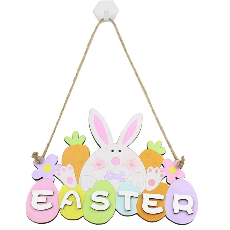 

Easter Bunny Wooden Signs DIY Wood Craft for Spring Easter Rabbit Flower Gnome Ornament Desktop Centerpieces Decorations