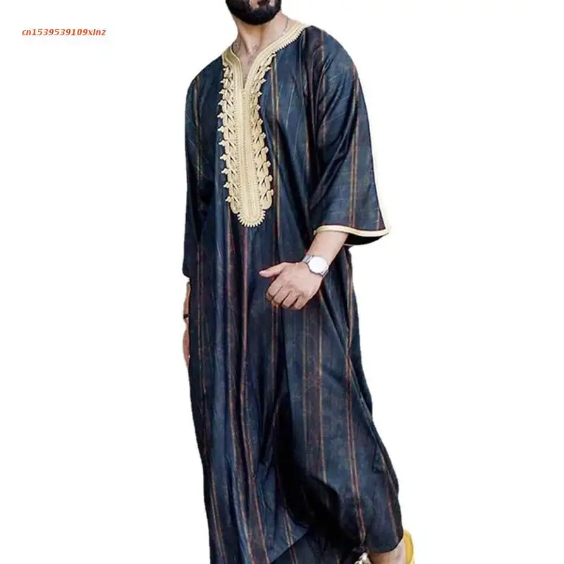 Men Robe with Striped Pattern Embroidery Muslim Clothing Arab Kaftan Muslim Dress Plus Size Middle East Jubba Thobe Gift
Men Robe with Striped Pattern Embroidery Muslim Clothing Arab Kaftan Muslim Dress Plus Size Middle East Jubba Thobe Gift
