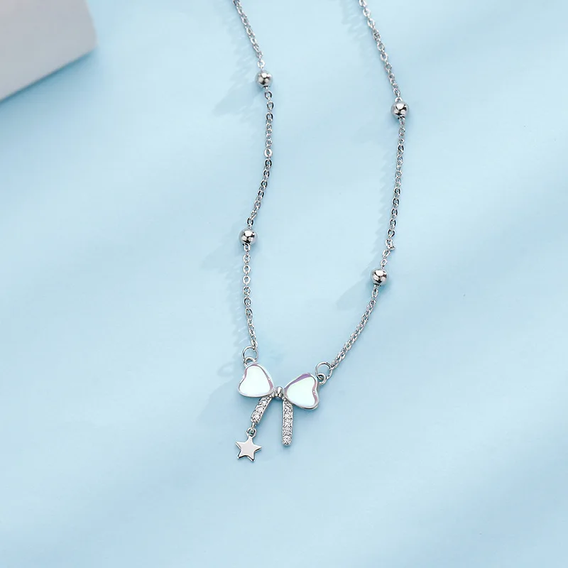 New Hot Sale Silver Color Ball Zircon Bow Pendant Fashion Women Moonlight Stone Necklace Gift P419 
New Hot Sale Silver Color Ball Zircon Bow Pendant Fashion Women Moonlight Stone Necklace Gift P419