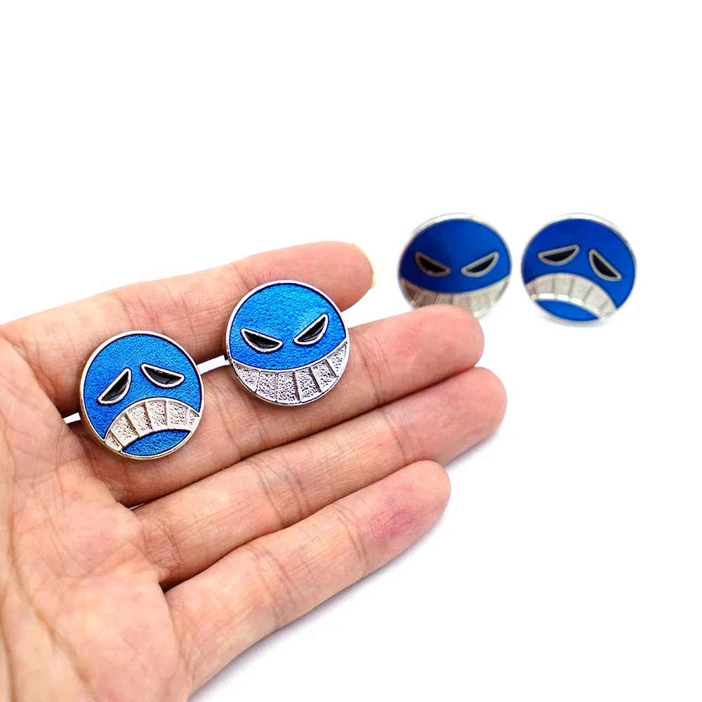 

Anime One Piece Ace Pins Cap Lapel Pins Smiling Face for Backpack Brooch Metal Enamel Cute Cartoon Brooches For Kids Badge Gift