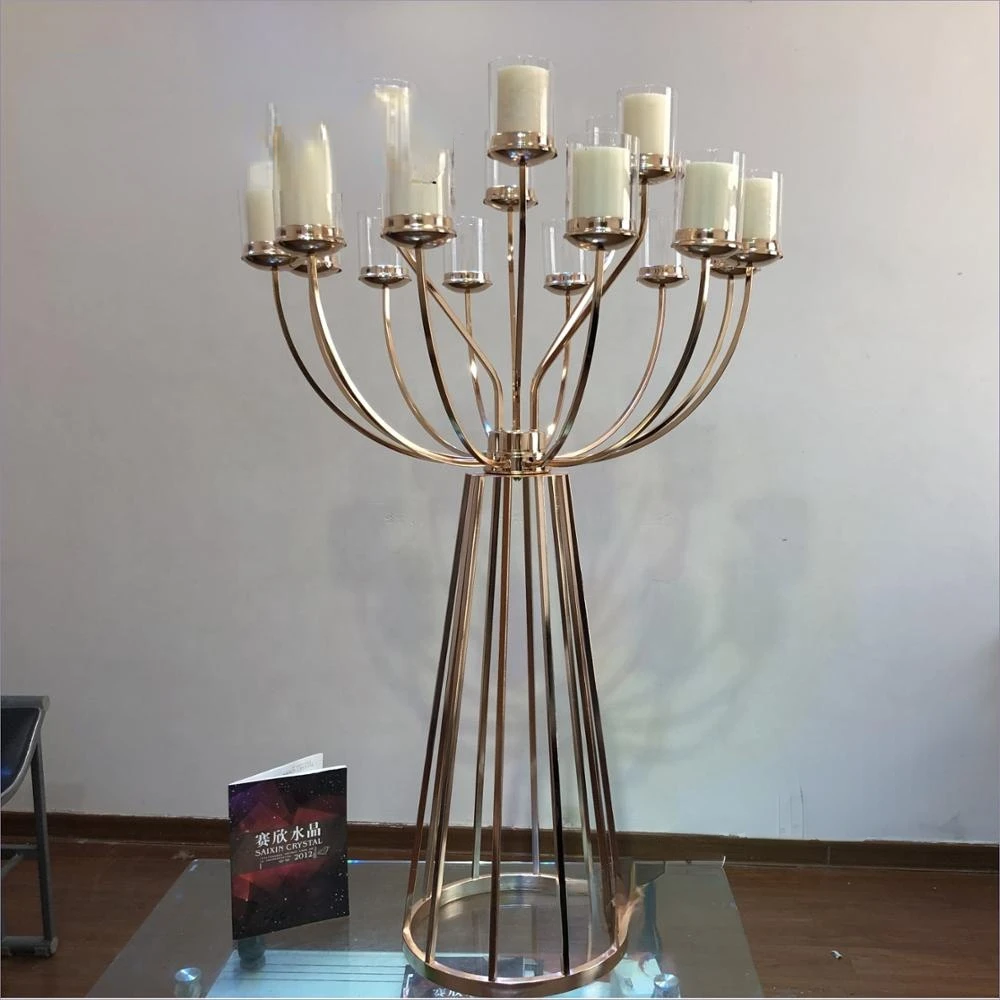ZT-430G wedding decoration supplies large gold metal candelabra wholesale 
ZT-430G wedding decoration supplies large gold metal candelabra wholesale