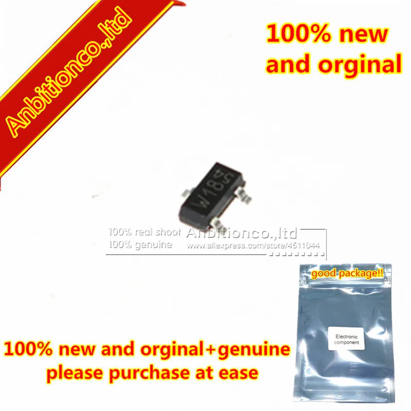 

100pcs 100% new and orginal PDTC143ZT SOT23-3 w18 silk-screen NPN resistor-equipped transistor in stock
