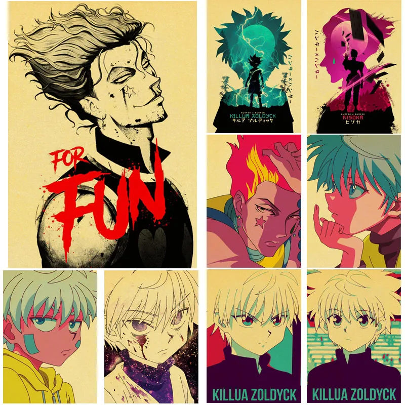 Крутые постеры из аниме Hunter X Hunter Hisoka, крафт-бумага, винтажный постер Killua, настенная живопись, картины для украшения дома
Крутые постеры из аниме Hunter X Hunter Hisoka, крафт-бумага, винтажный постер Killua, настенная живопись, картины для украшения дома