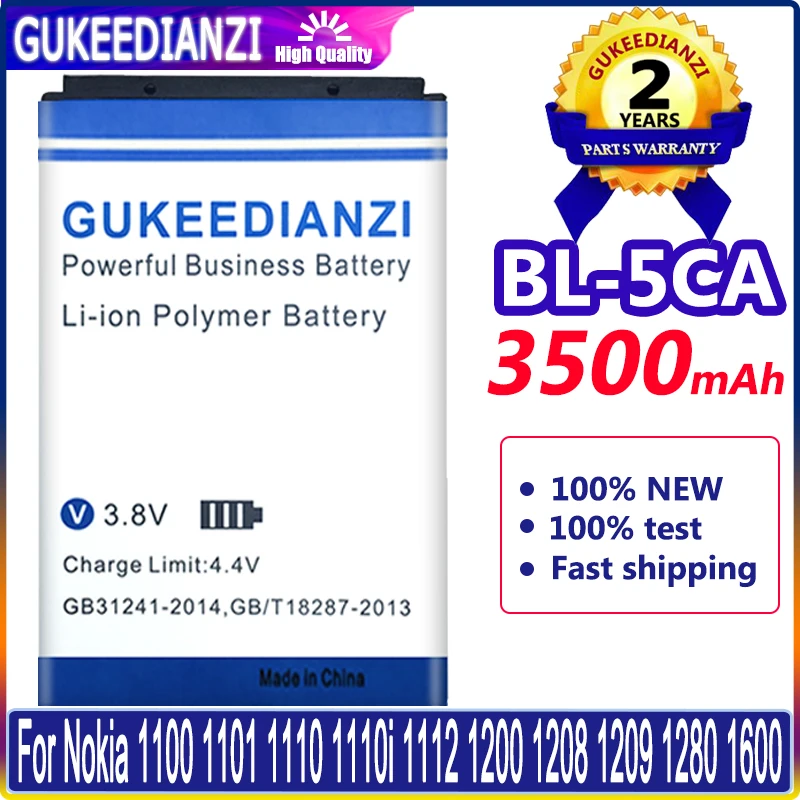Bateria 3500mAh BL-5CA Battery For Nokia C2-01 C2-02 C2-03 C2-06 X2-01 5130 XpressMusic 6230i 1108 1110 1112 1116 120 Battery
Bateria 3500mAh BL-5CA Battery For Nokia C2-01 C2-02 C2-03 C2-06 X2-01 5130 XpressMusic 6230i 1108 1110 1112 1116 120 Battery