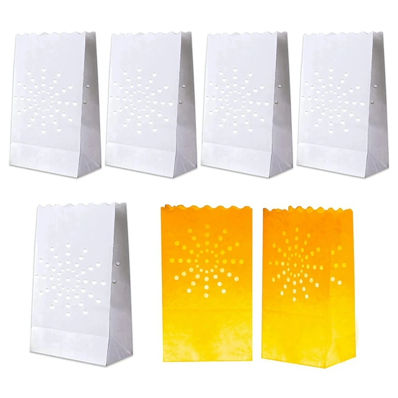 100 PCS White Luminary Bags, Flame Resistant Candle Bags, Sun Design Luminaries For Wedding, Party, Halloween, Christmas
100 PCS White Luminary Bags, Flame Resistant Candle Bags, Sun Design Luminaries For Wedding, Party, Halloween, Christmas