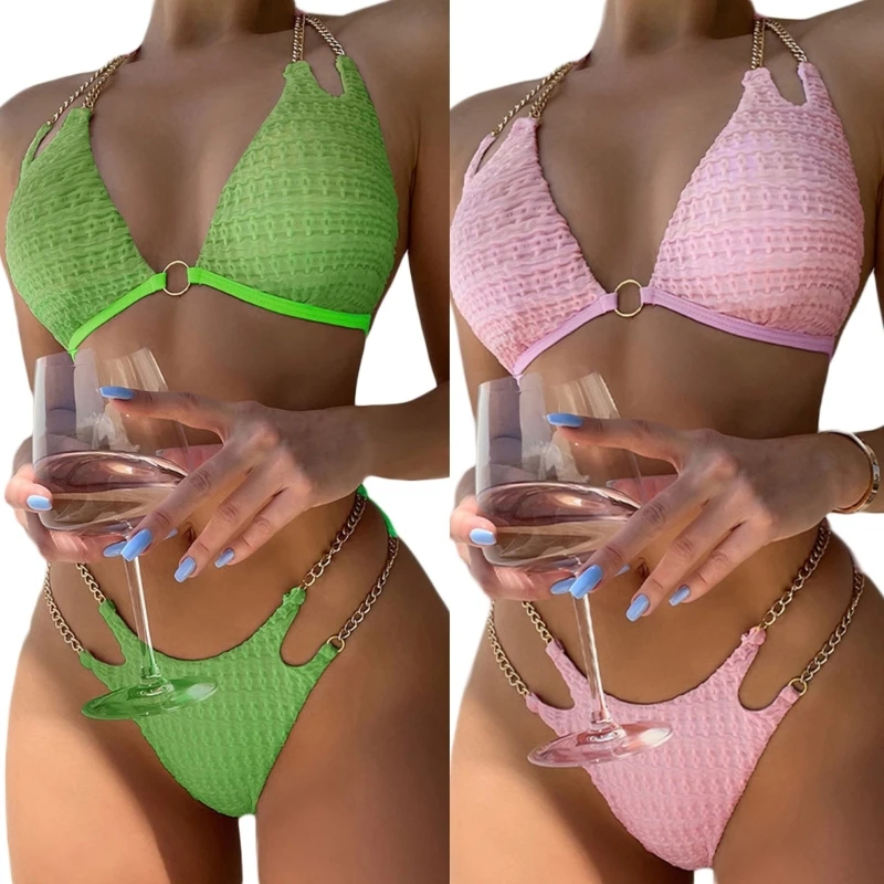 H58D Women Sexy Halter Neck Bikinis Set Sexy Straps Swimsuits High Cut Thong Swimwear
H58D Women Sexy Halter Neck Bikinis Set Sexy Straps Swimsuits High Cut Thong Swimwear