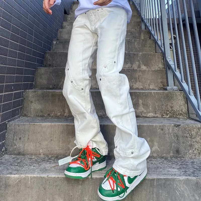 High Street Rivet Straight White Jeans Casual Punk Pants Men Women Spring Autumn Vintage Hip Hop Loose Male Denim Trousers
High Street Rivet Straight White Jeans Casual Punk Pants Men Women Spring Autumn Vintage Hip Hop Loose Male Denim Trousers