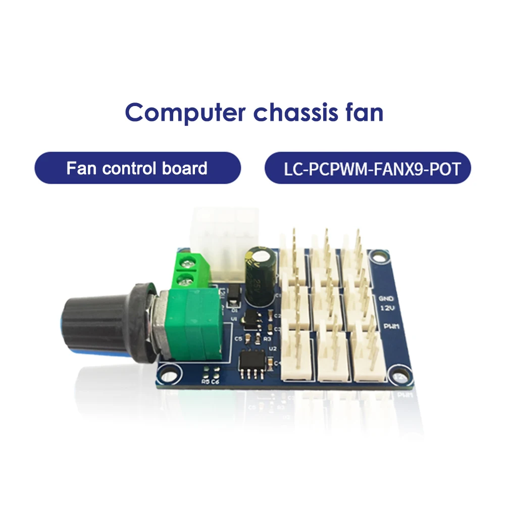 9 Channel Fan Governor 12V 25KHZ PWM Speed Control Controller NTC temperature control/manual potentiometer speed control
9 Channel Fan Governor 12V 25KHZ PWM Speed Control Controller NTC temperature control/manual potentiometer speed control