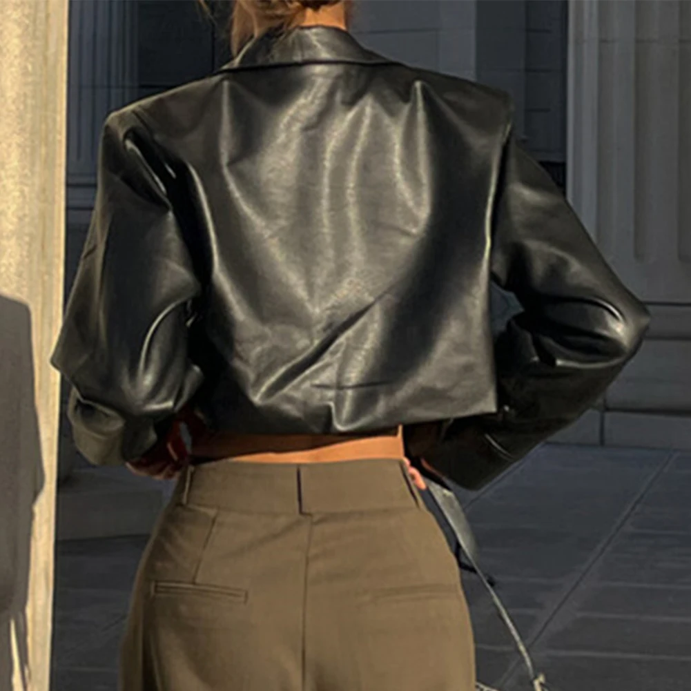 Women Buttons Coat Jacket Autumn Biker Jacket Cool Crop Jacket Fashion Faux PU Leather Regular Slim Short Coat
Women Buttons Coat Jacket Autumn Biker Jacket Cool Crop Jacket Fashion Faux PU Leather Regular Slim Short Coat