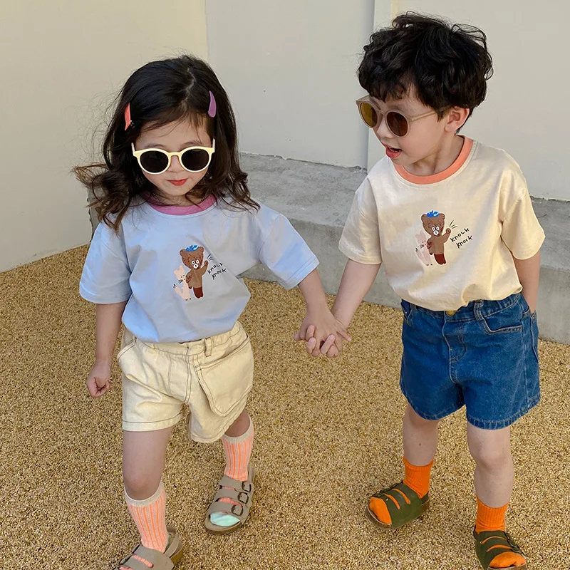 Summer boys and girls cartoon printed cotton Tees Unisex all-match loose short sleeve Tops
Summer boys and girls cartoon printed cotton Tees Unisex all-match loose short sleeve Tops