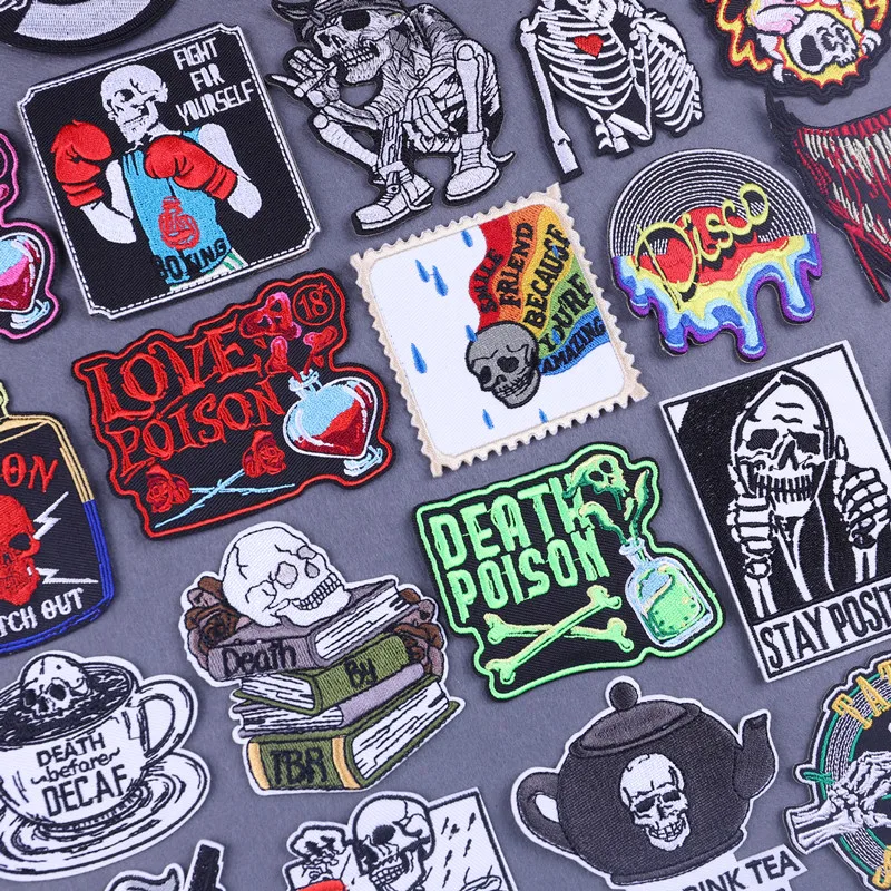 Skeleton Embroidered Patches on Clothes Death Poison Thermoadhesive Patch for Clothing DIY Fusible Iron-on Patch on Hat/Backpack
Skeleton Embroidered Patches on Clothes Death Poison Thermoadhesive Patch for Clothing DIY Fusible Iron-on Patch on Hat/Backpack