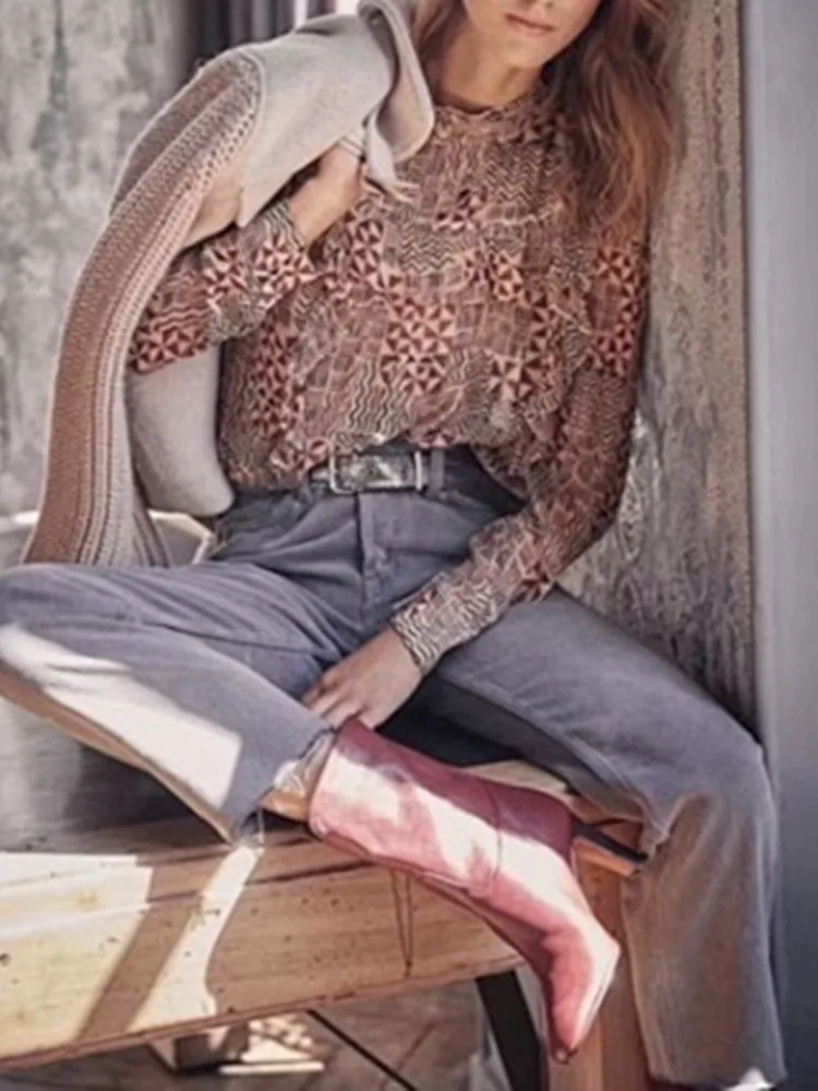Women Bohemian Print Turtleneck Blouse 2022 Spring New Elegant Tops Ladies Long Sleeve Ruffles Stitching Shirt
Women Bohemian Print Turtleneck Blouse 2022 Spring New Elegant Tops Ladies Long Sleeve Ruffles Stitching Shirt
