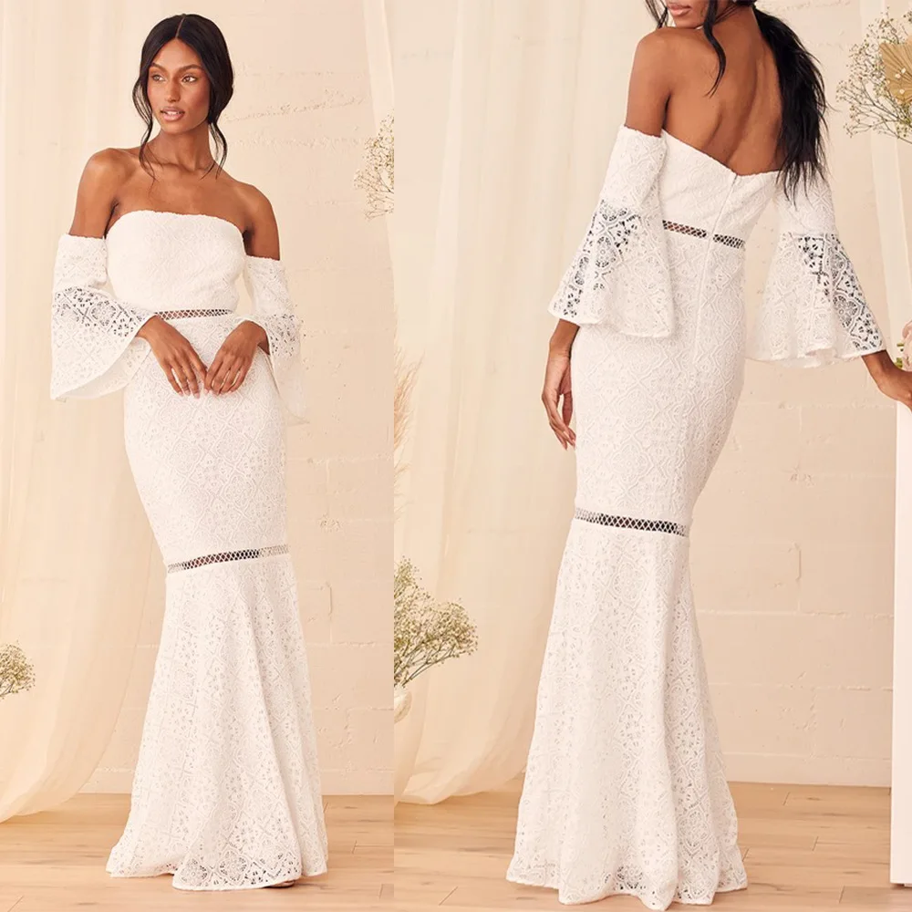 2021 Autumn White Off The Shoulder Lace Evening Gowns Robe De Soire De Mariage Wedding Party Prom Vestidos Wrap Hip Slim Dresses
2021 Autumn White Off The Shoulder Lace Evening Gowns Robe De Soire De Mariage Wedding Party Prom Vestidos Wrap Hip Slim Dresses