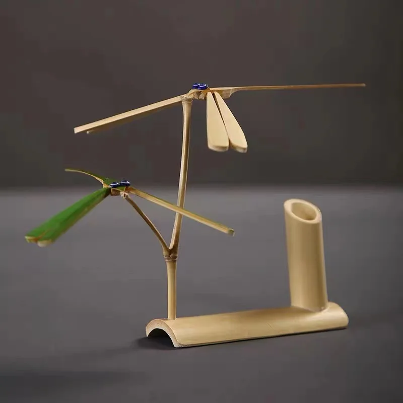 

Bamboo Dragonfly Balance Ornaments Wooden Creative Suspension Gravity Tumbler Pure Handicraft Decoration DIY Toys