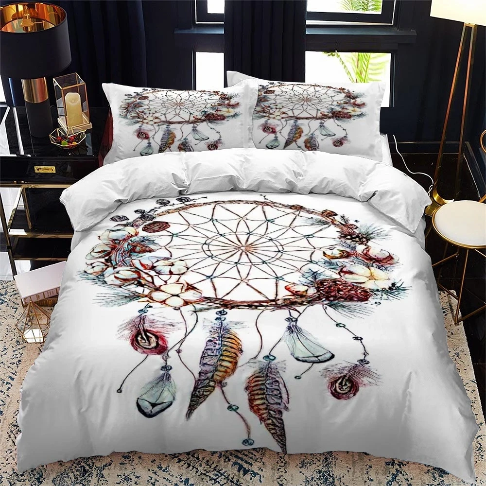 White Dreamcatcher Bedding Set comforter bedding sets king Bohemian Print Bedclothes King Colorful Feathers Duvet Cover
White Dreamcatcher Bedding Set comforter bedding sets king Bohemian Print Bedclothes King Colorful Feathers Duvet Cover