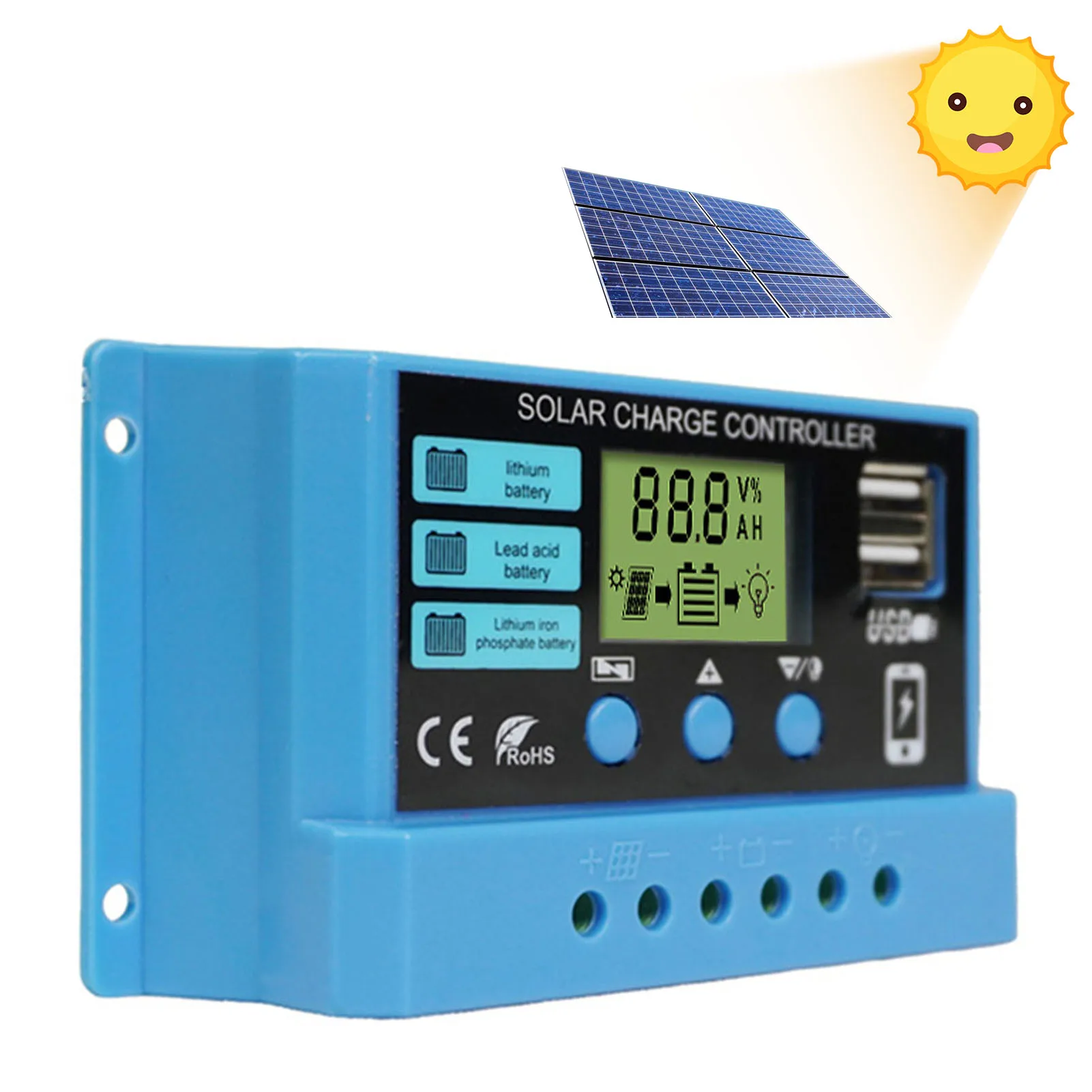 Solar Charge Controller PWM Automatic Solar Voltage Regulator With Adjustable LCD Display Multi-Function Auto Solar Panel
Solar Charge Controller PWM Automatic Solar Voltage Regulator With Adjustable LCD Display Multi-Function Auto Solar Panel