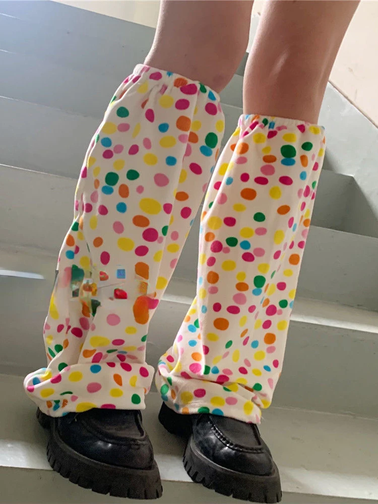 

Summer Harajuku Women Kawaii Polka Dot Leg Warmer Long Socks Y2K Gothic Ladies Cute Y2k Leg Warmers Lolita Ankle Foot Socks