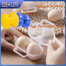 1pcs Outdoor Portable Plastic Egg Protection Tray Camping Picnic Egg Storage Box Refrigerator Egg Box Travel Kitchen Accessories